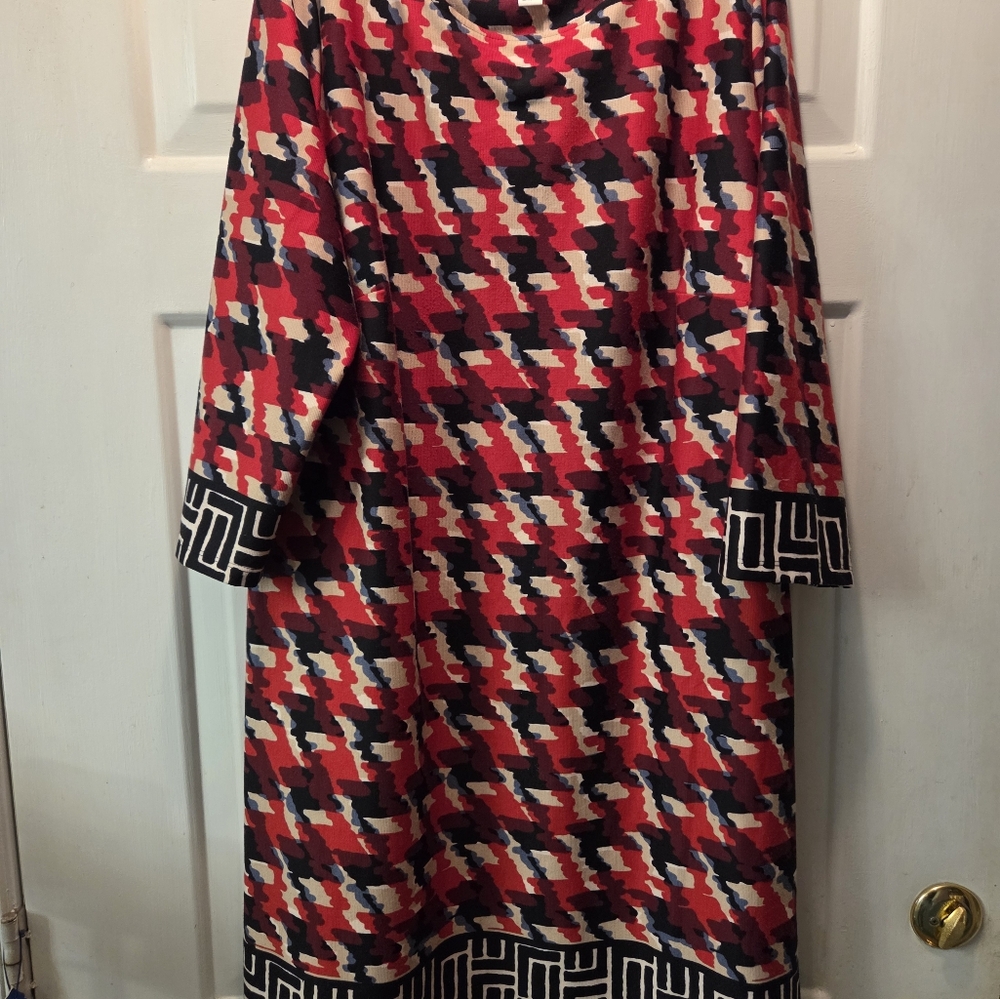 Cato's Red and Black Long Sleeve Sheath Dress - Picture 5 of 8
